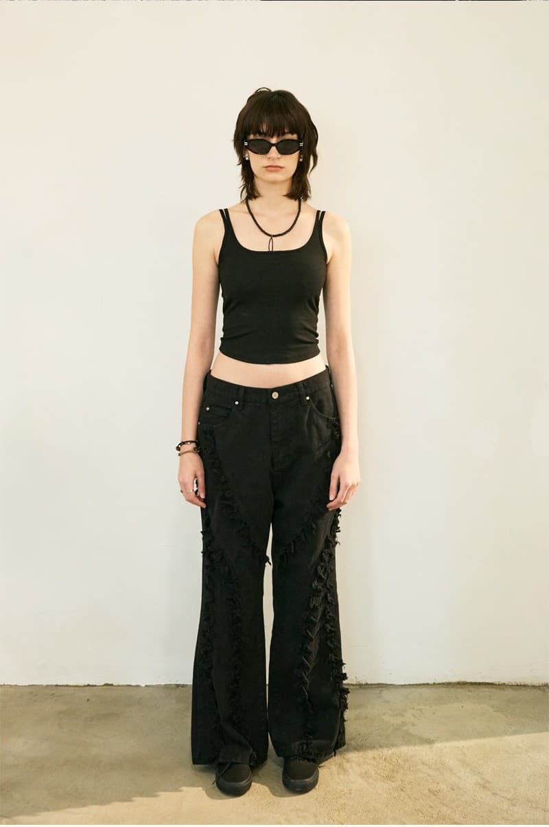 Tassel Boots Cut Denim Pants Black — vue 10