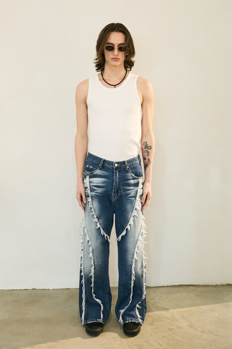 Tassel Boots Cut Denim Pants Blue — vue 4
