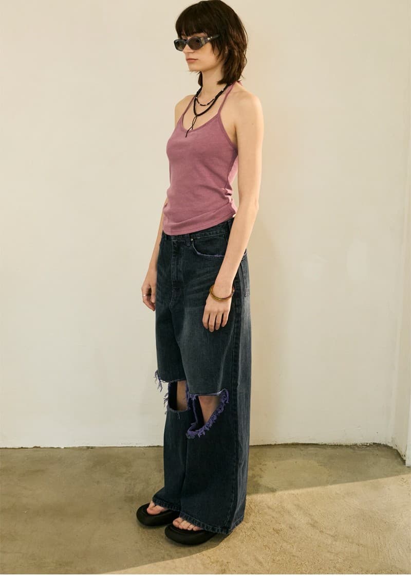 Beads Pigment Halter Neck Sleeveless Purple — vue 5