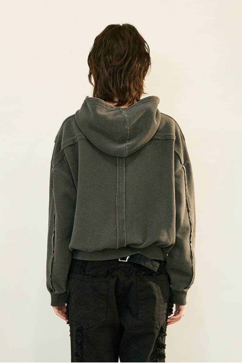 Raw Pigment Waffle Hood Zip Up Charcoal — vue 6