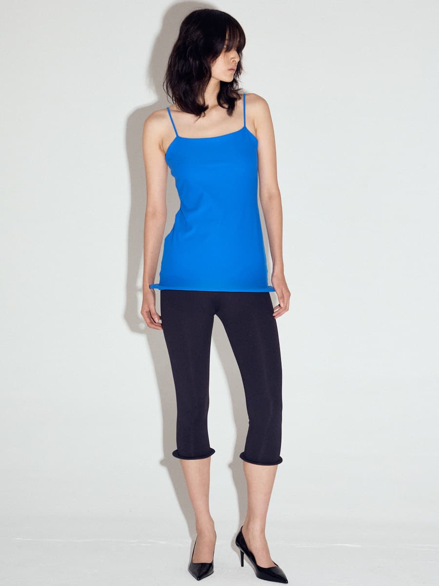 Wired Hem Spaghetti Strap Sleeveless Top in Azure Blue — vue 2