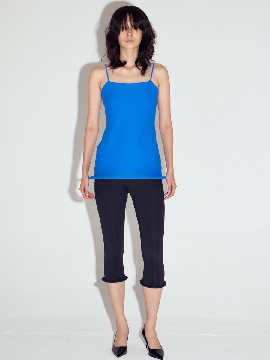 Wired Hem Spaghetti Strap Sleeveless Top in Azure Blue — vue 6