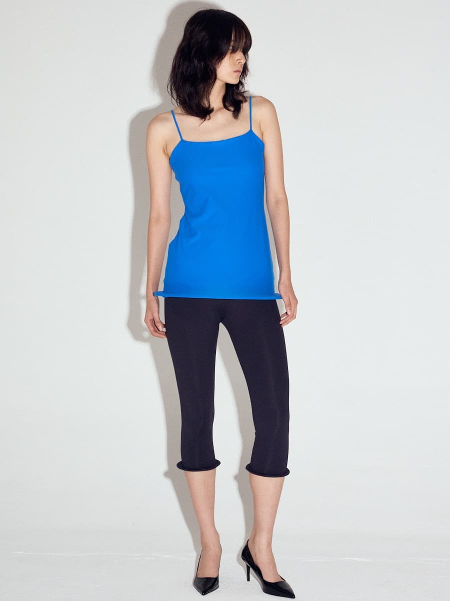 Wired Hem Spaghetti Strap Sleeveless Top in Azure Blue — vue 1