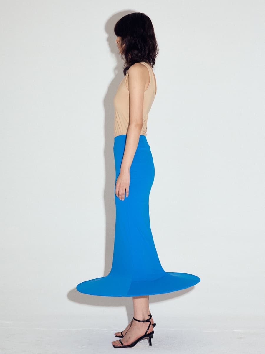 Pop-up Cylinder Skirt in Turquoise — vue 4
