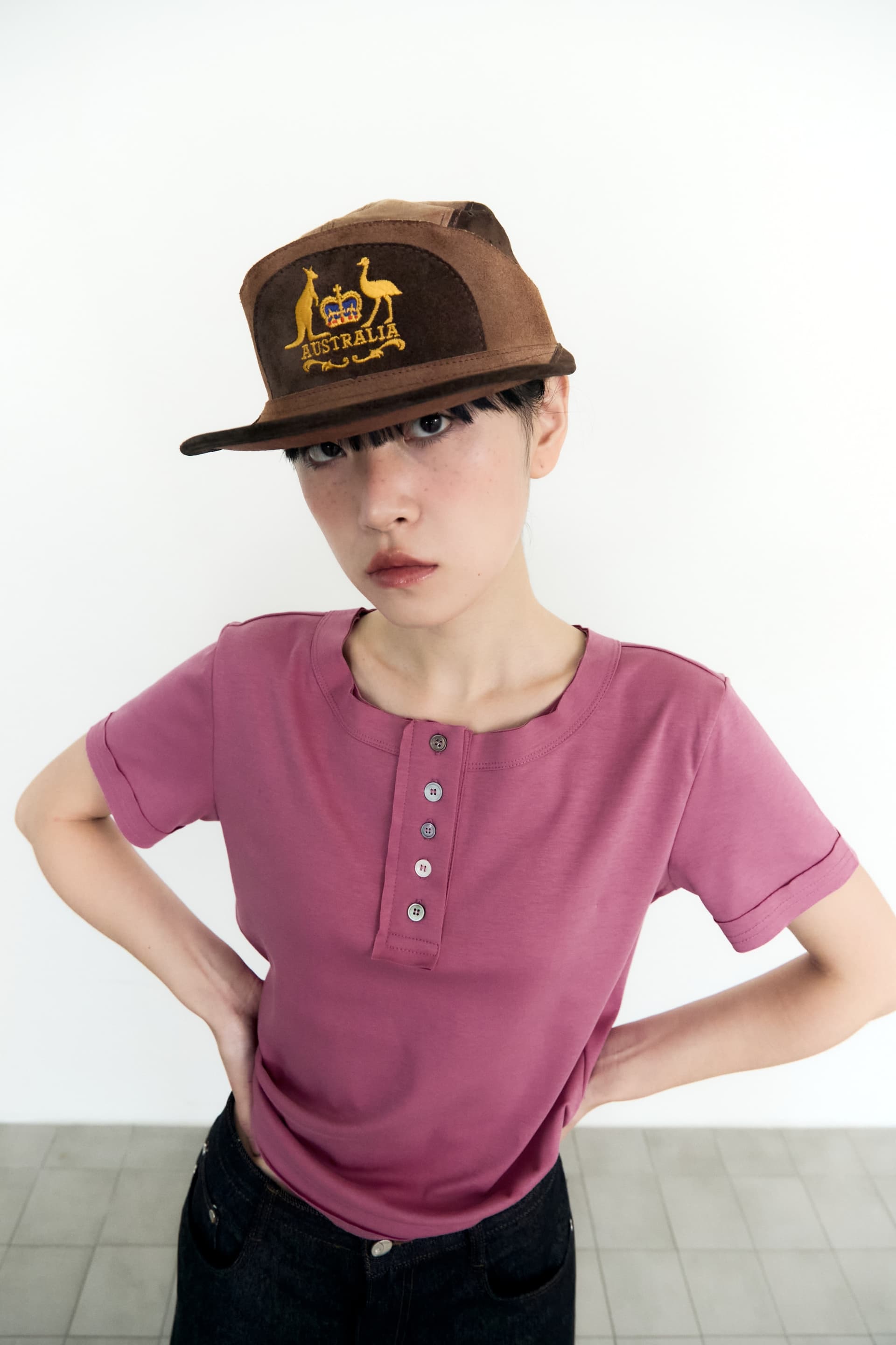5 Button Henry Neck (Mauve Pink)