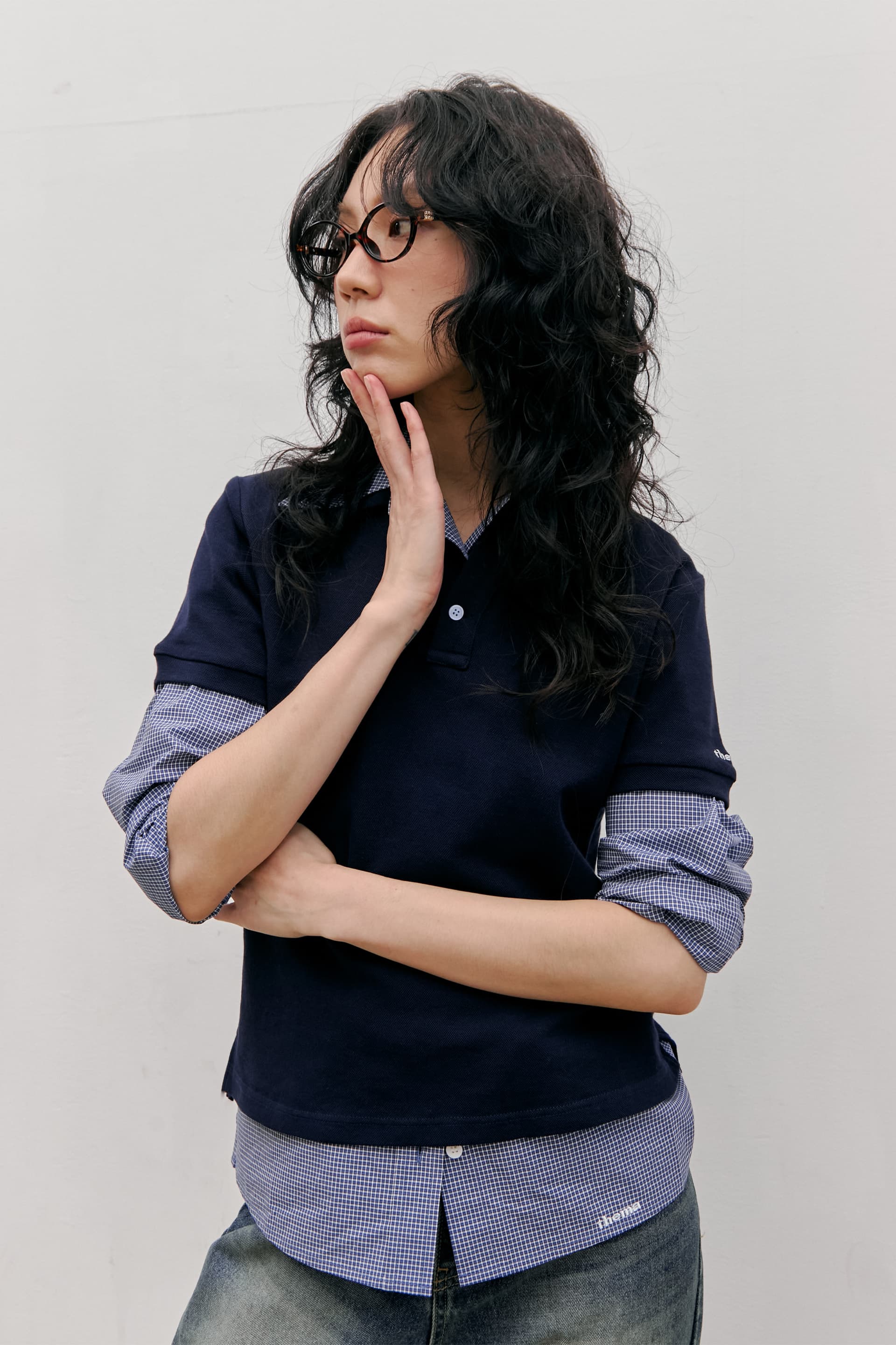 80s Layered Polo Shirts (Navy) — vue 1