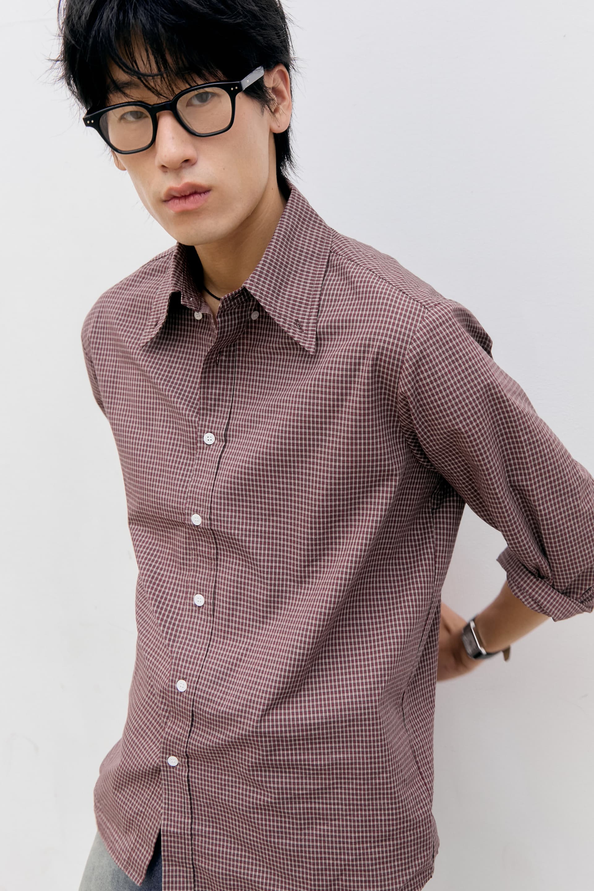Roll-Up Check Shirts (Red)