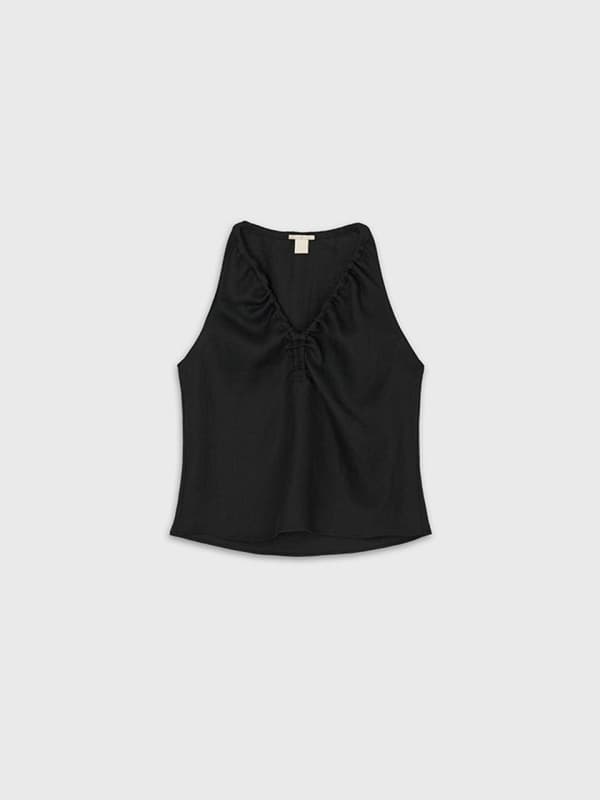 Ruche Halter Top (Black) — vue 1