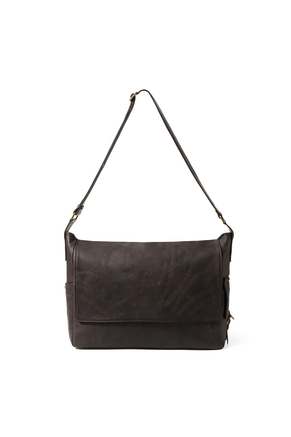 UL:KIN — MUGUNG Stitch Leather Messenger Bag (Brown)