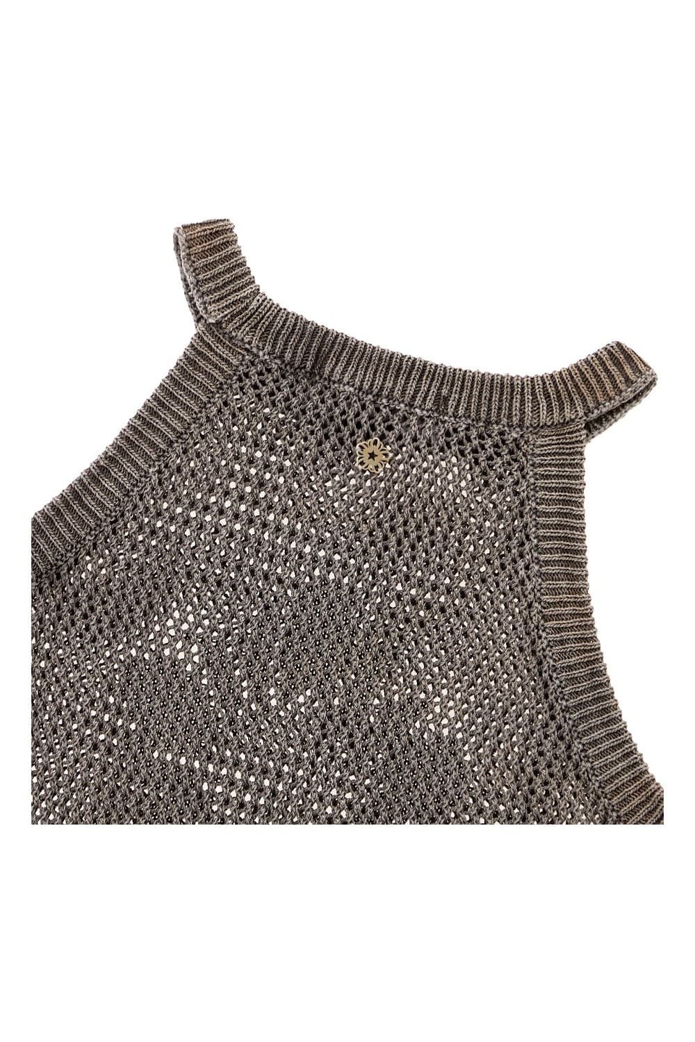 Batch No.2 Traditional-Dyed Persimmon & Ink MUGUNG Crochet Halter Sleeveless (Brown) — vue 8