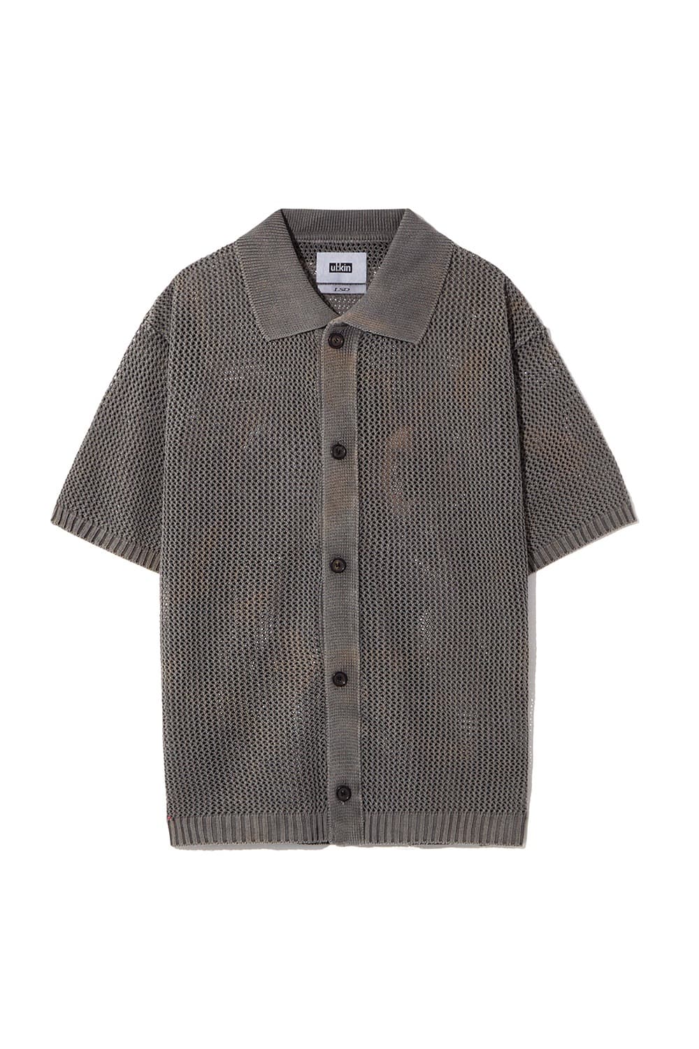 [Runway] Batch No.2 Traditional-Dyed Persimmon & Ink Crochet Half Shirt (Brown)