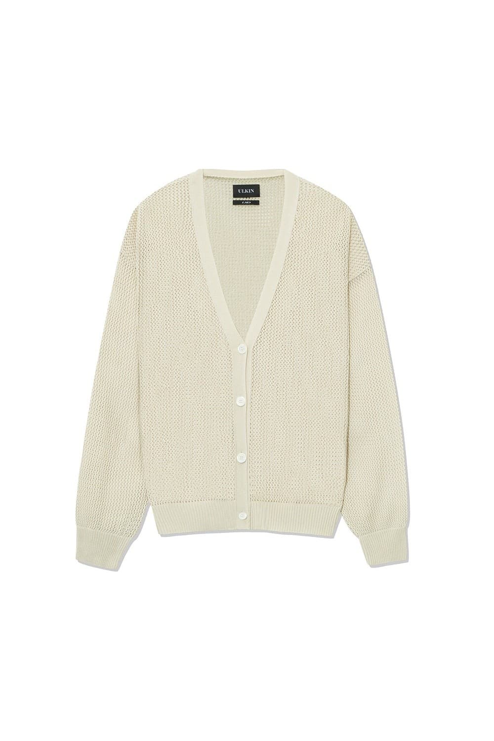 Crochet V-neck Knit Cardigan (Beige) — vue 3