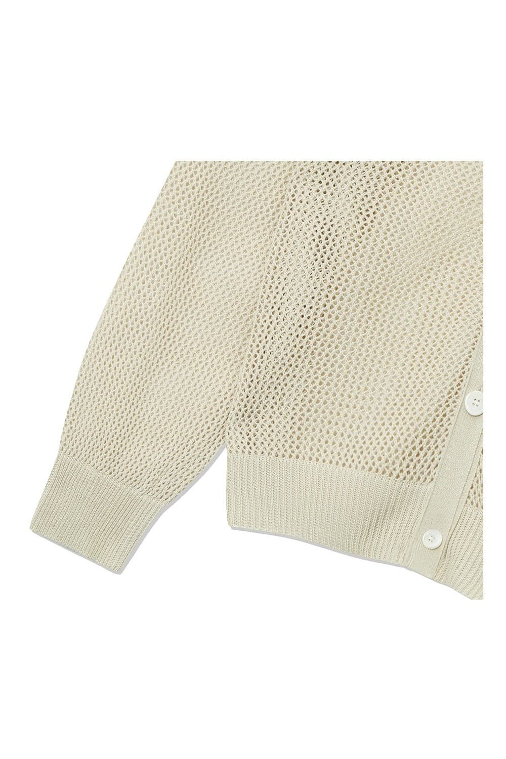 Crochet V-neck Knit Cardigan (Beige) — vue 6