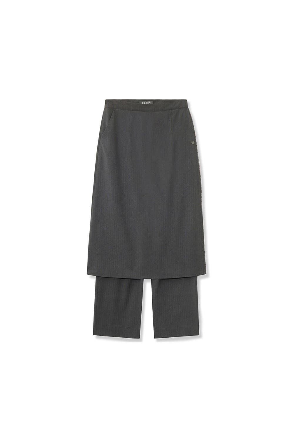 Stripe Layered Skirt Pants (Gray) — vue 3