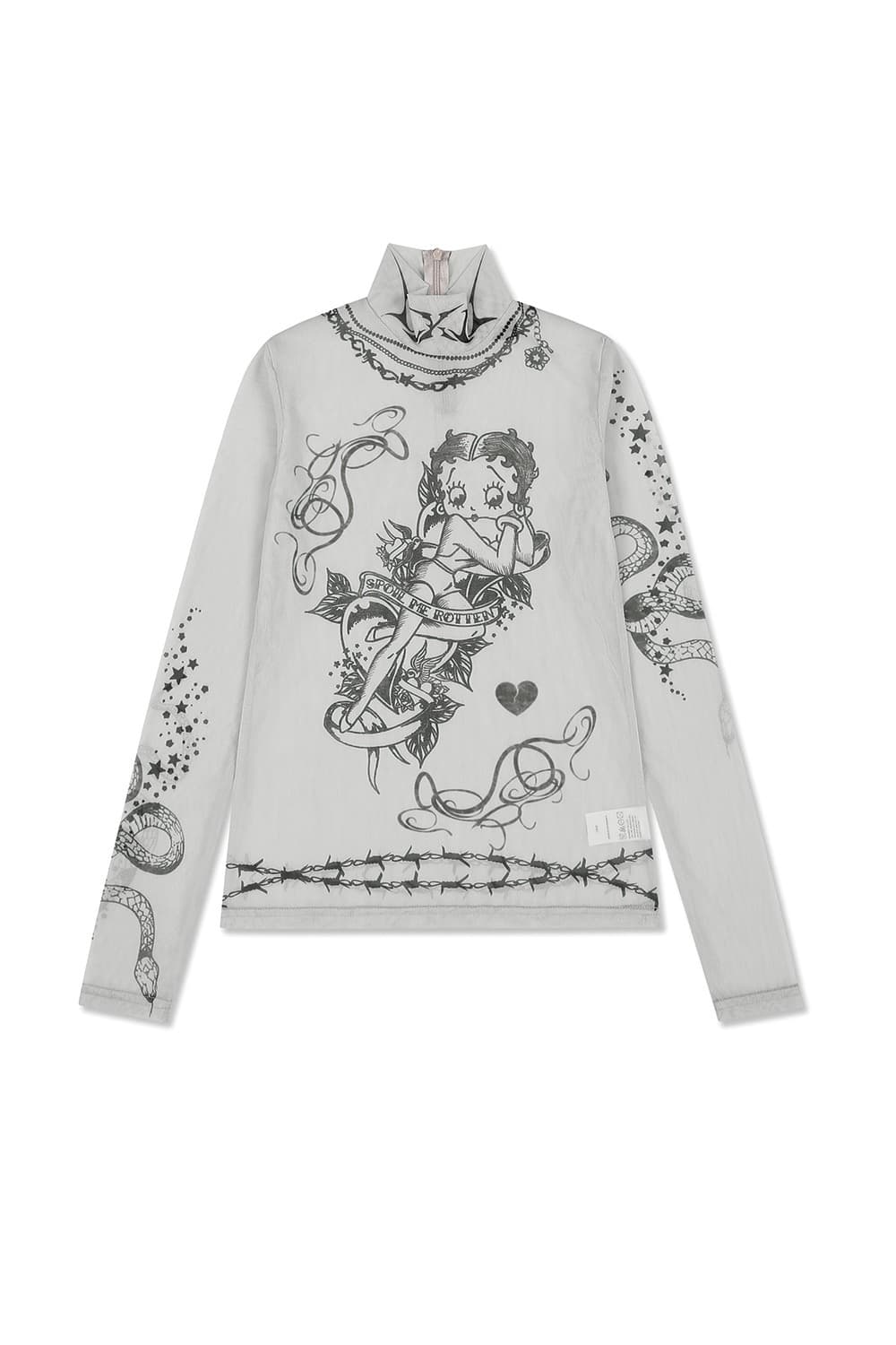 ULKIN X BETTY BOOP Spoil Me Tattoo Mesh Turtleneck (Ivory)