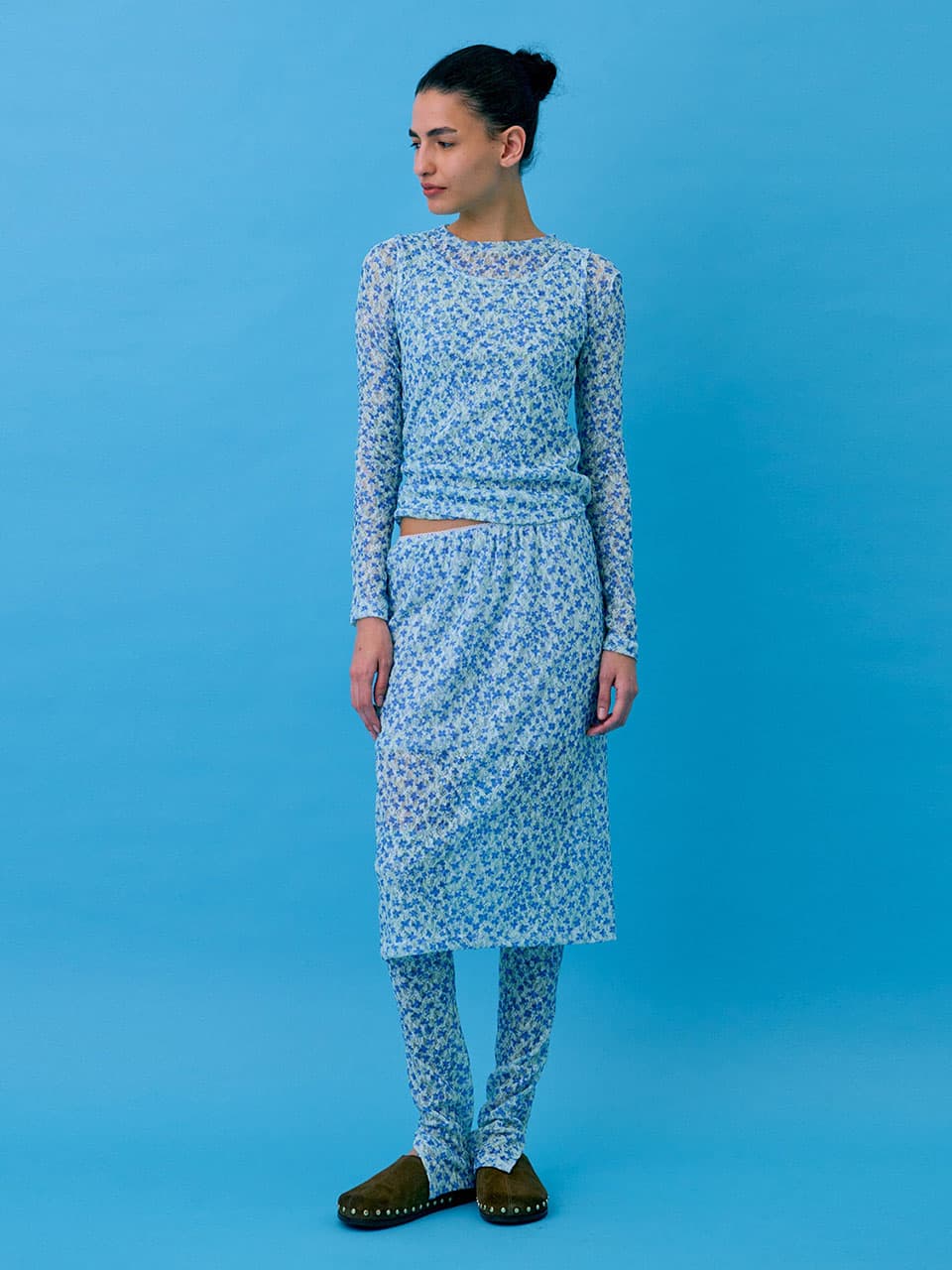 Floral Skirt — Light Blue — vue 4