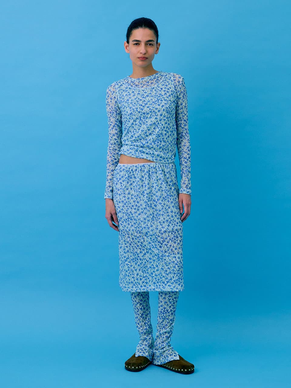 Floral Skirt — Light Blue — vue 1