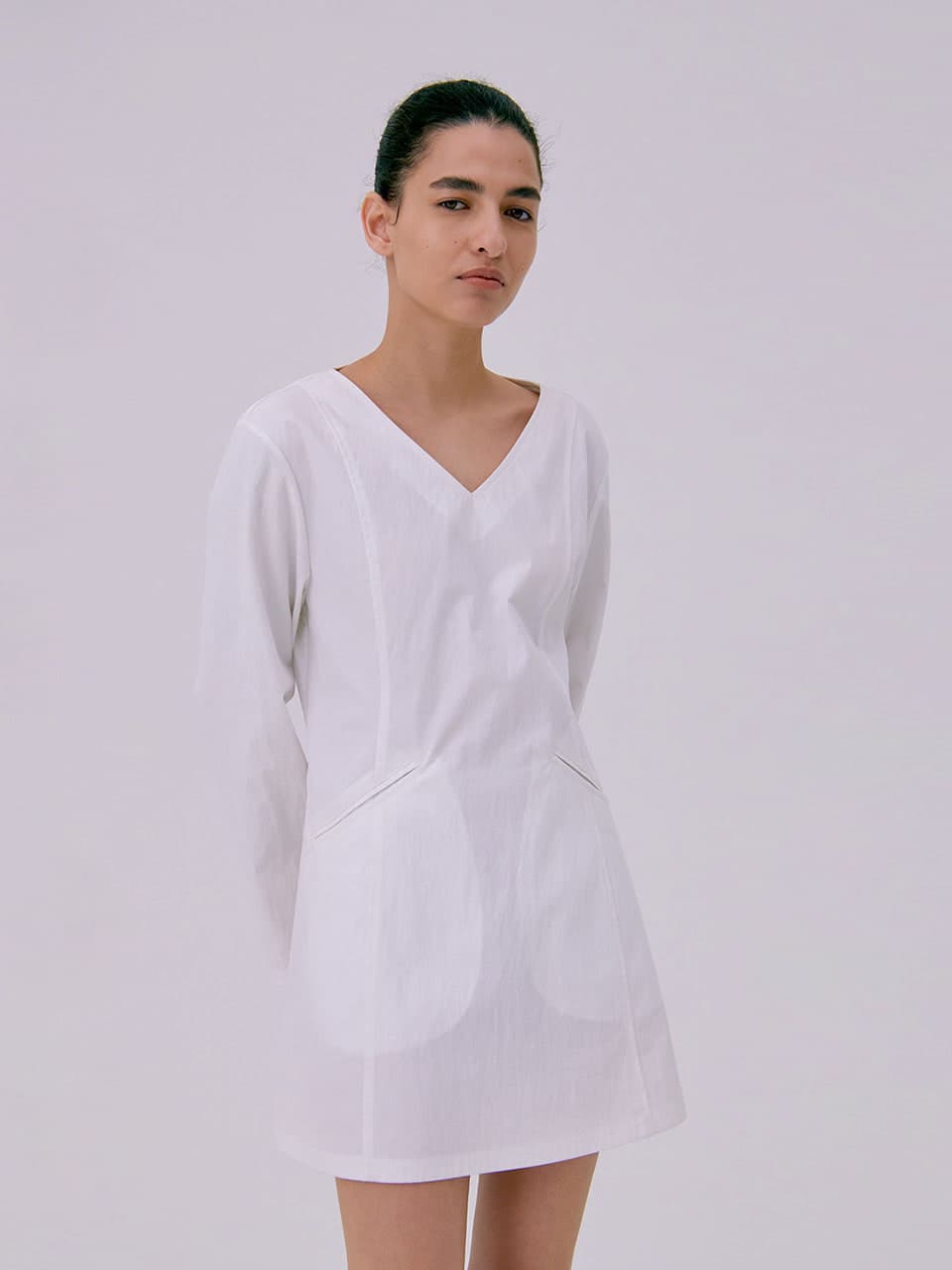 V-neck Mini Dress — White