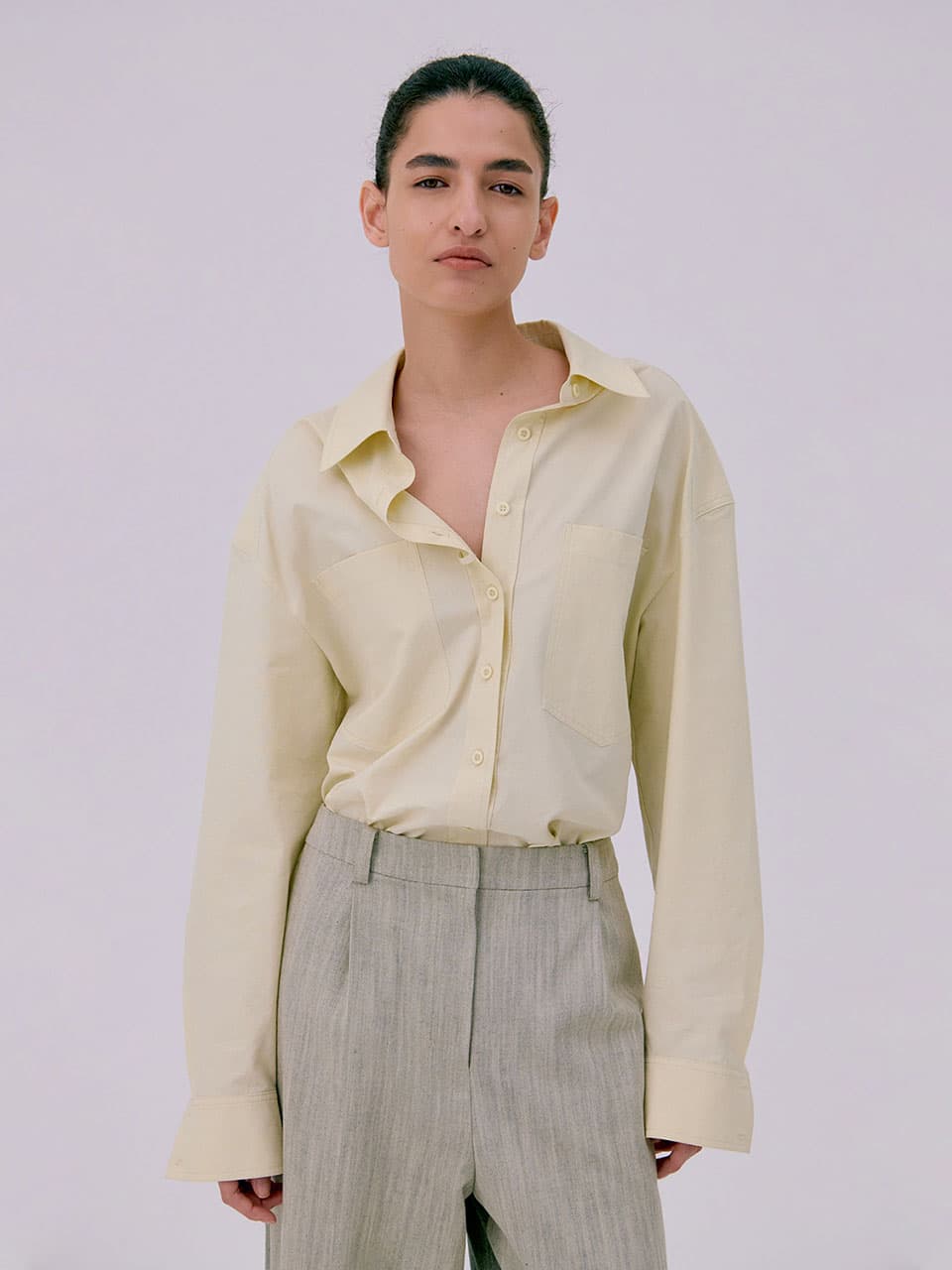 Oversized Pocket Shirts — Light Yellow — vue 1
