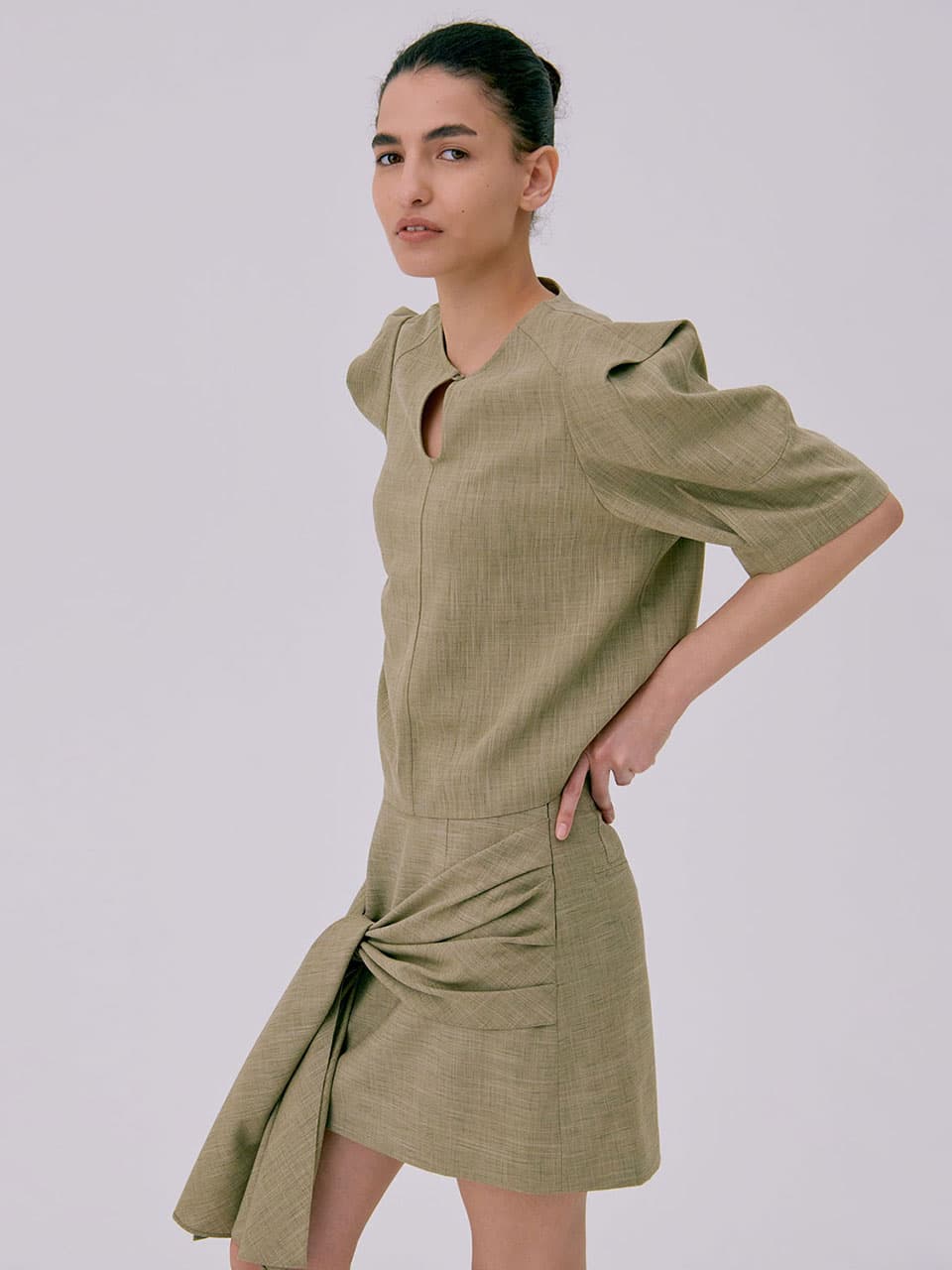 Puff Sleeve Blouse — Brown — vue 3