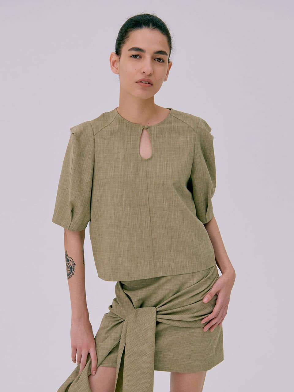 Puff Sleeve Blouse — Brown