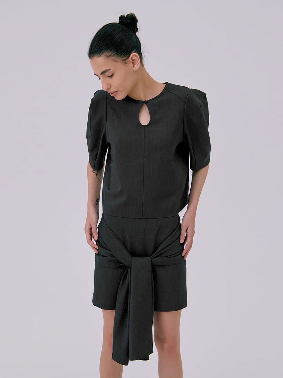 Puff Sleeve Blouse — Dark Navy