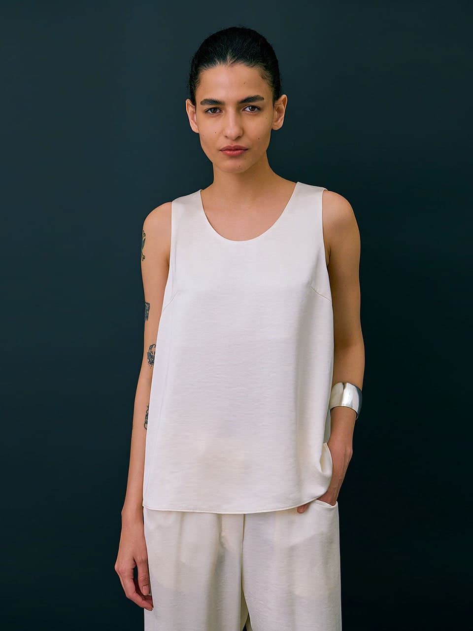 Layered Sleeveless Top — Cream