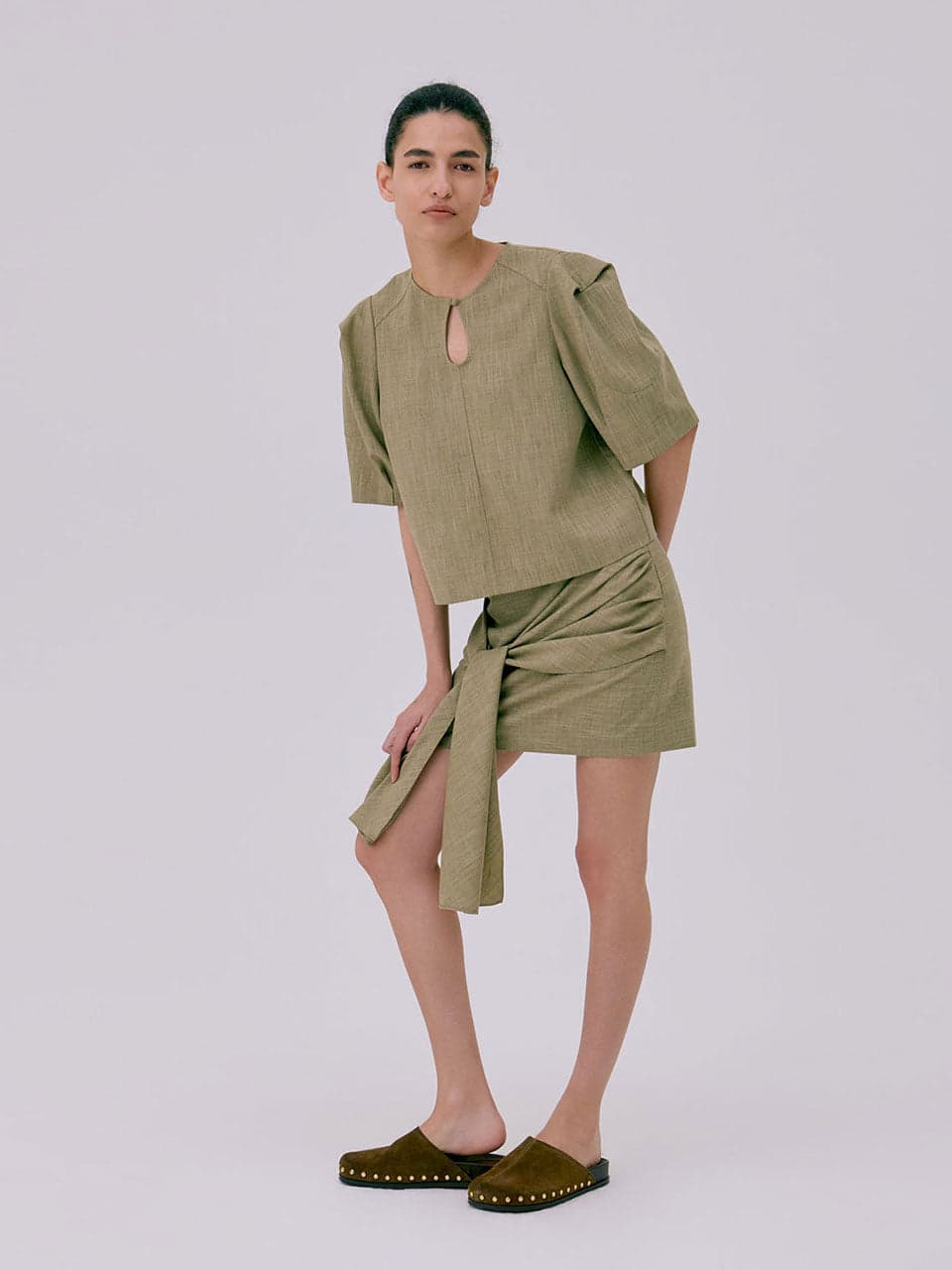 Tied Mini Skirt — Brown — vue 4