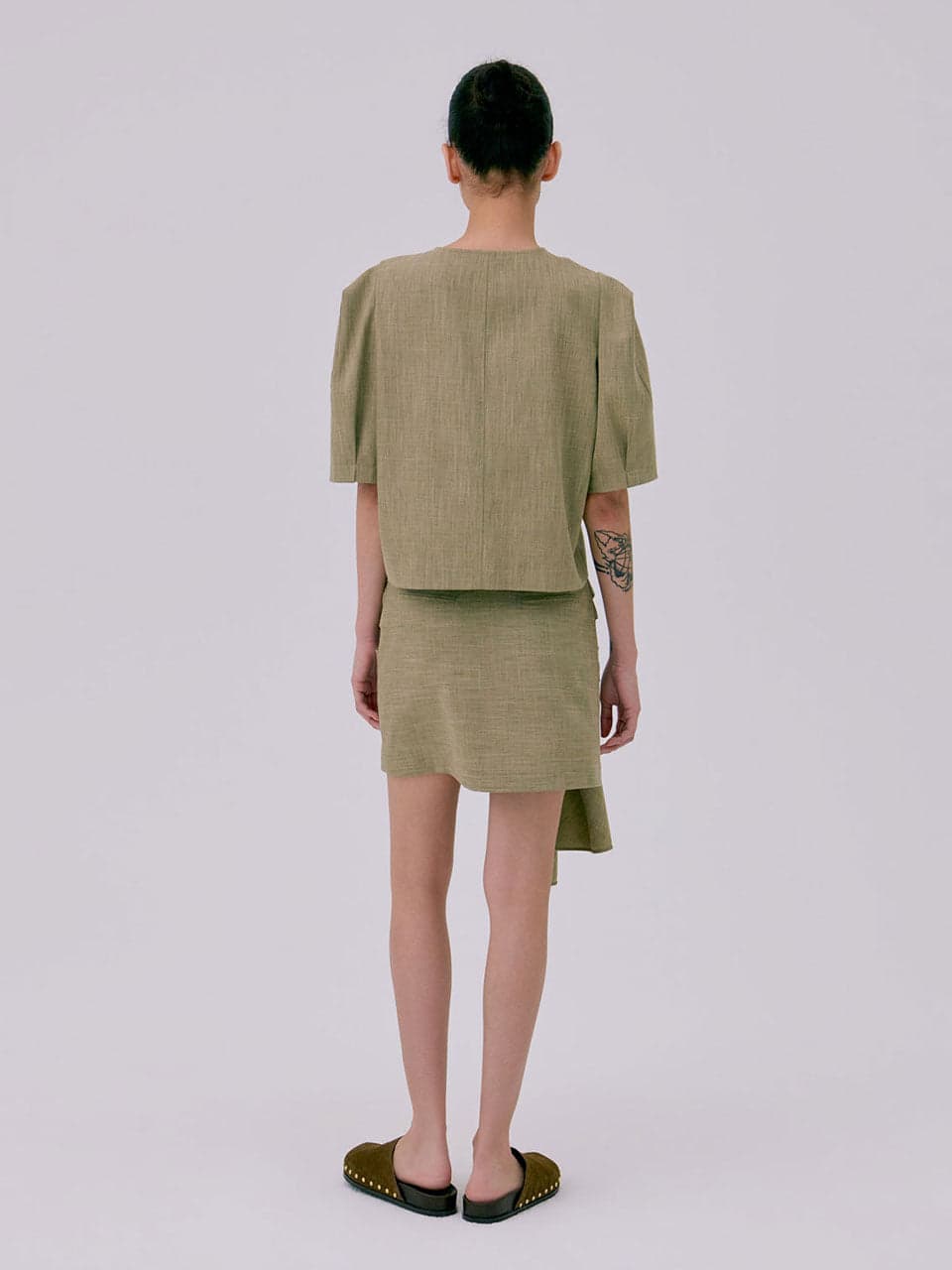 Tied Mini Skirt — Brown — vue 9