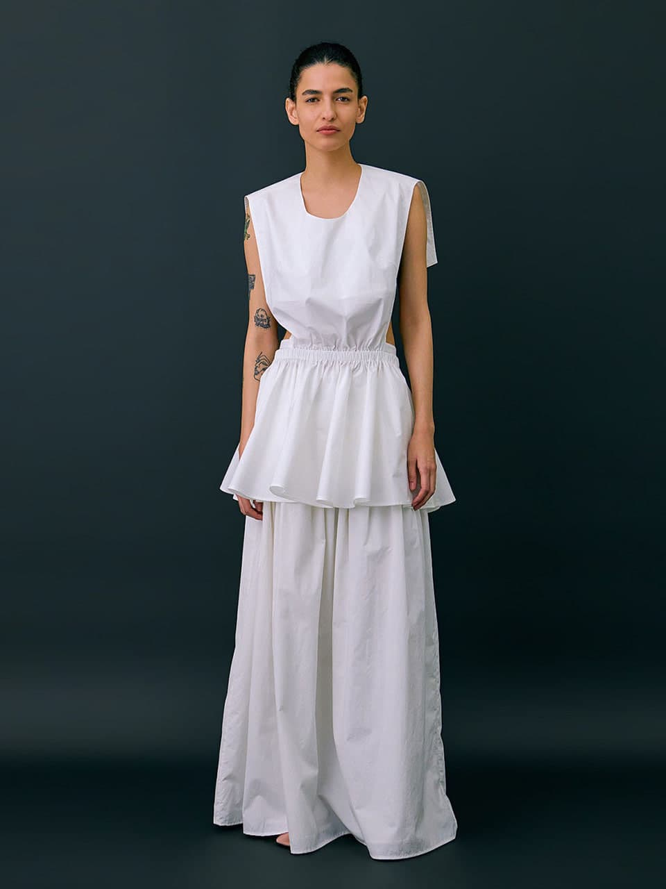 Sailor Collar Layered Top — White — vue 2