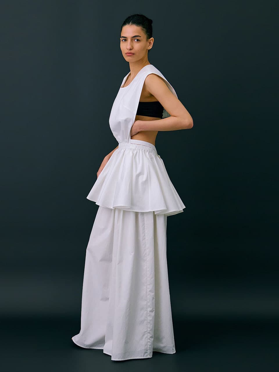 Sailor Collar Layered Top — White — vue 4