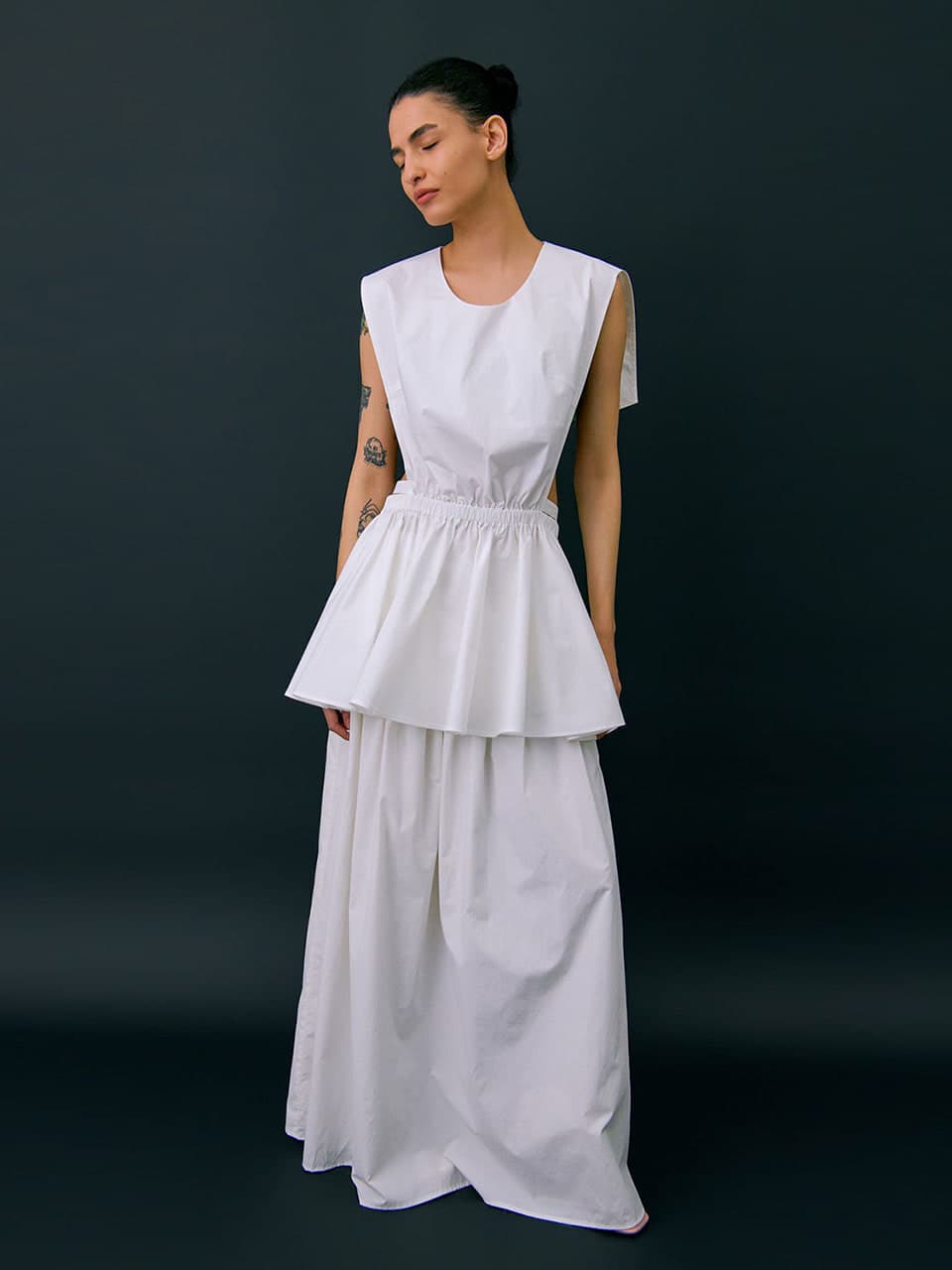 Sailor Collar Layered Top — White — vue 6
