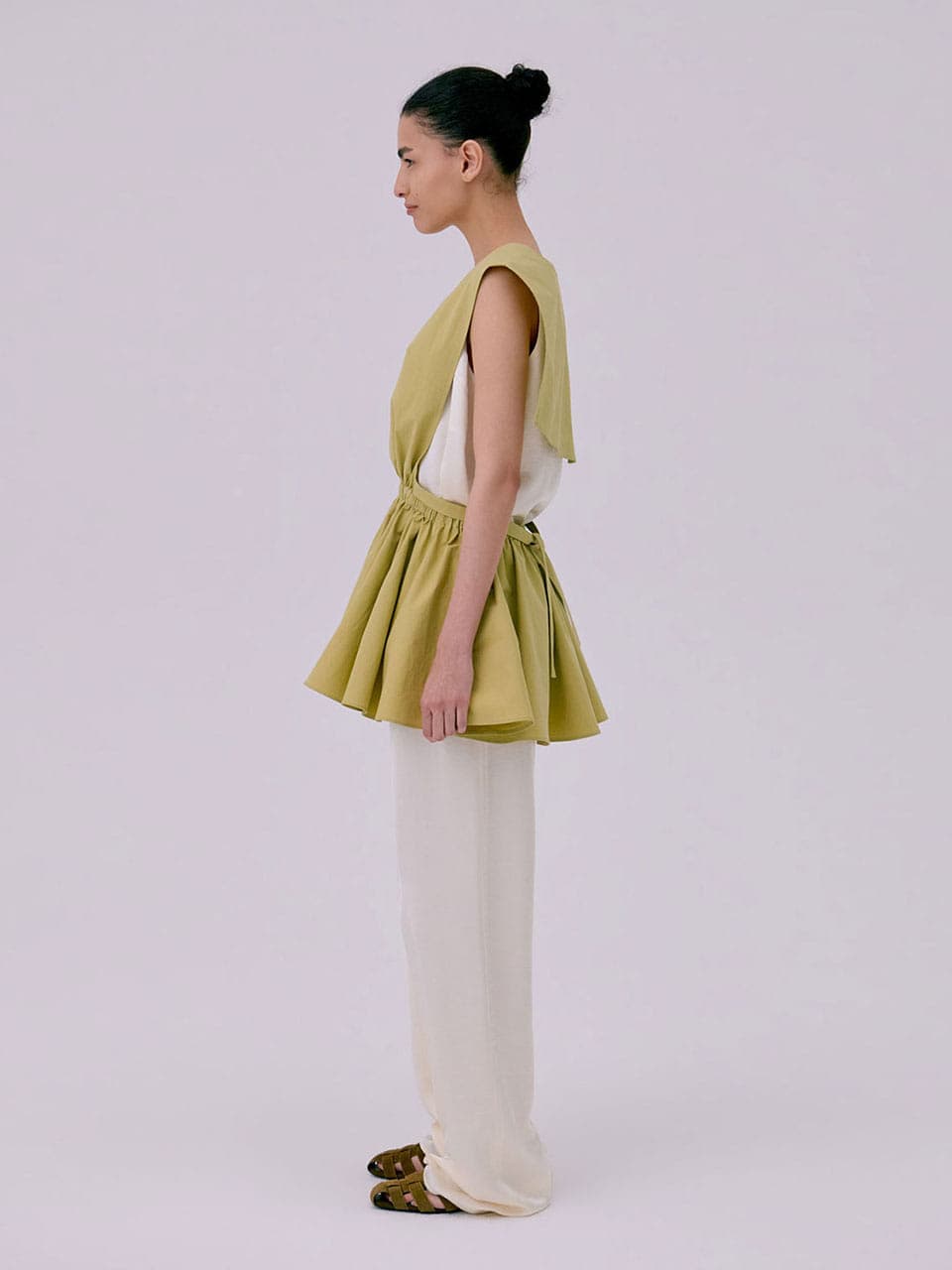 Sailor Collar Layered Top — Olive — vue 2