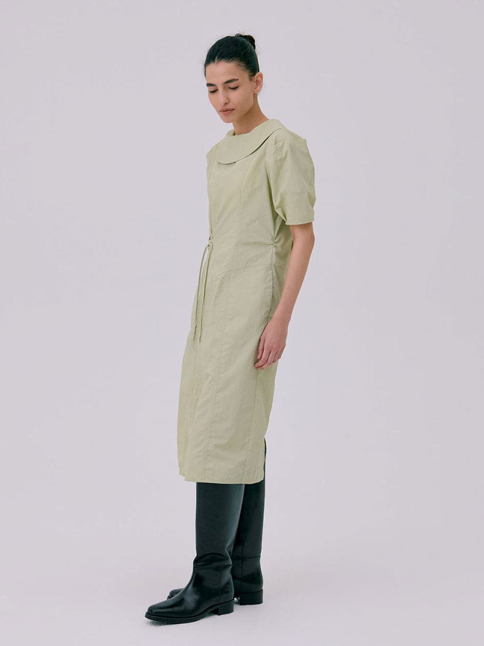 Puff sleeve dress — Light Khaki — vue 3