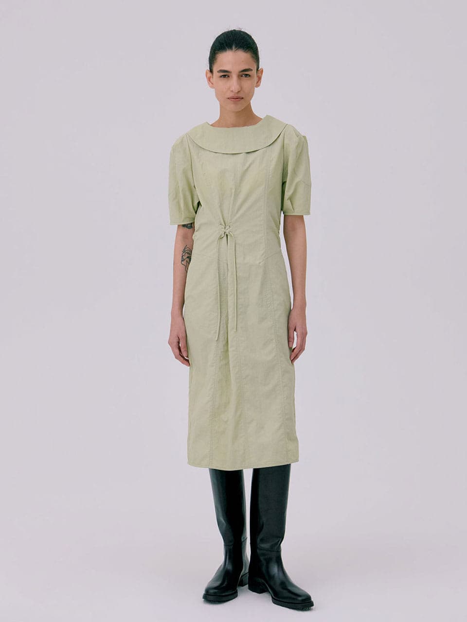 Puff sleeve dress — Light Khaki — vue 4