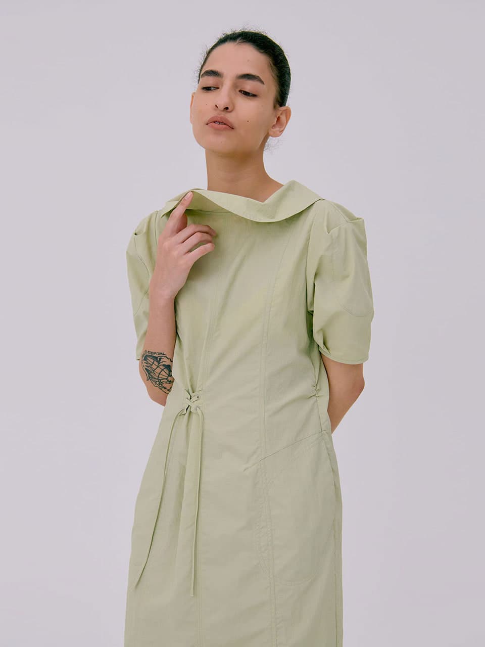 Puff sleeve dress — Light Khaki — vue 6