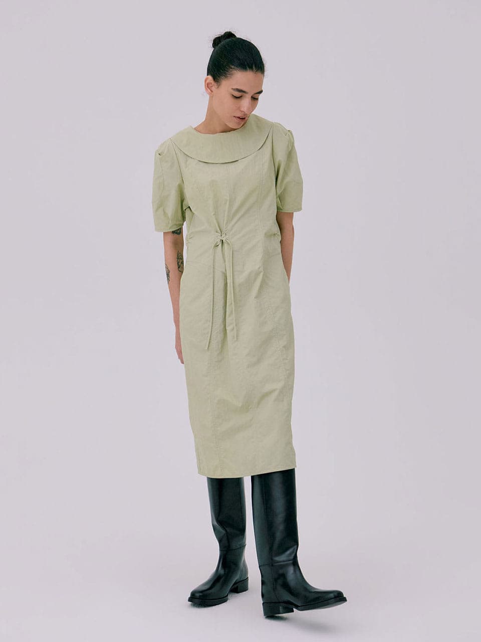 Puff sleeve dress — Light Khaki — vue 1