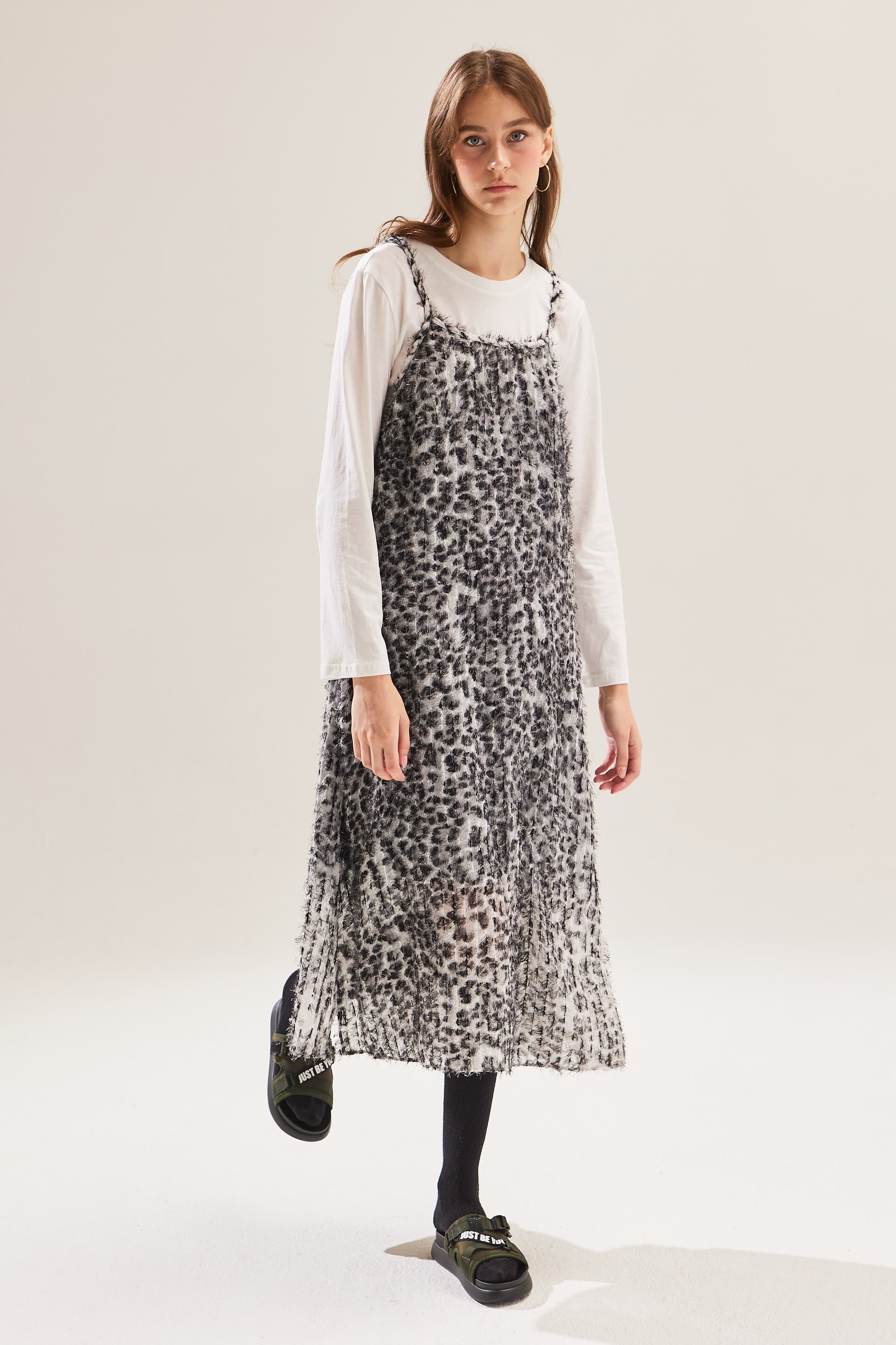 Furry Leopard Slip Dress