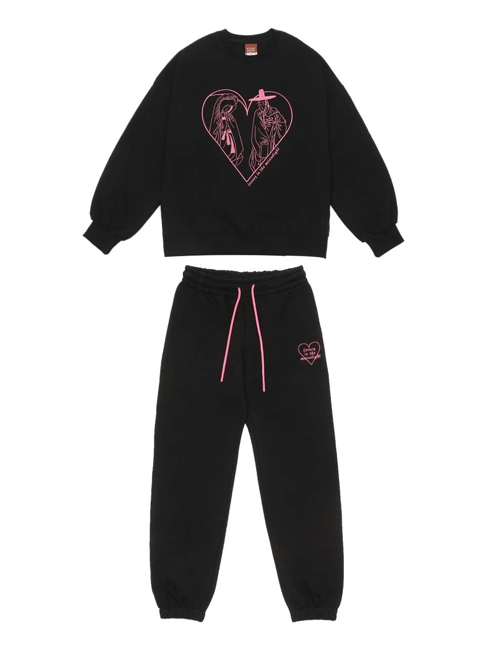 Lovers in the Moonlight Fleece Sweat Set-Up (Black)