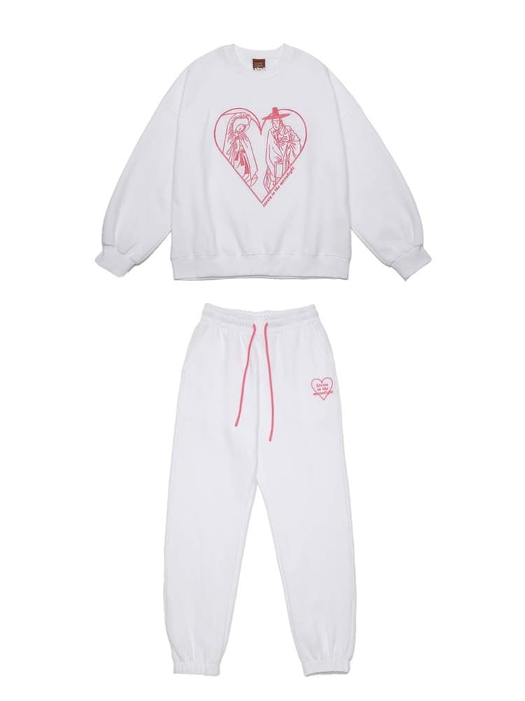 Lovers in the Moonlight Fleece Sweat Set-Up (White) — vue 1