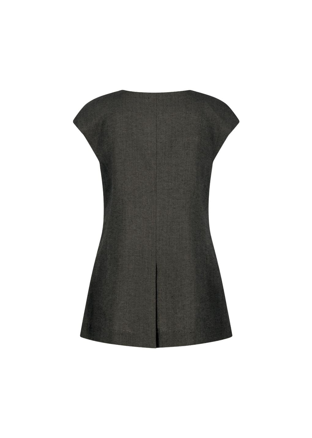 Linen Curved Vest, Khaki Grey — vue 6