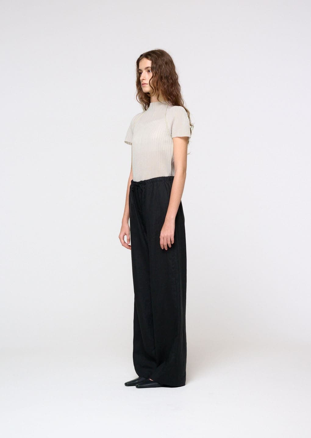 Linen Banding Pants, Black — vue 3