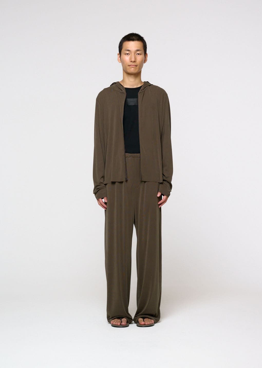 Jersey Hooded Jumper, Brown — vue 2