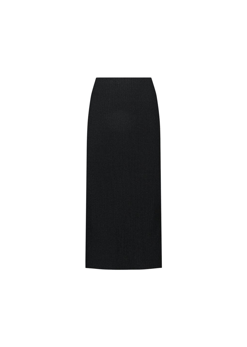 Pleats Knit Maxi Skirt, Black — vue 2