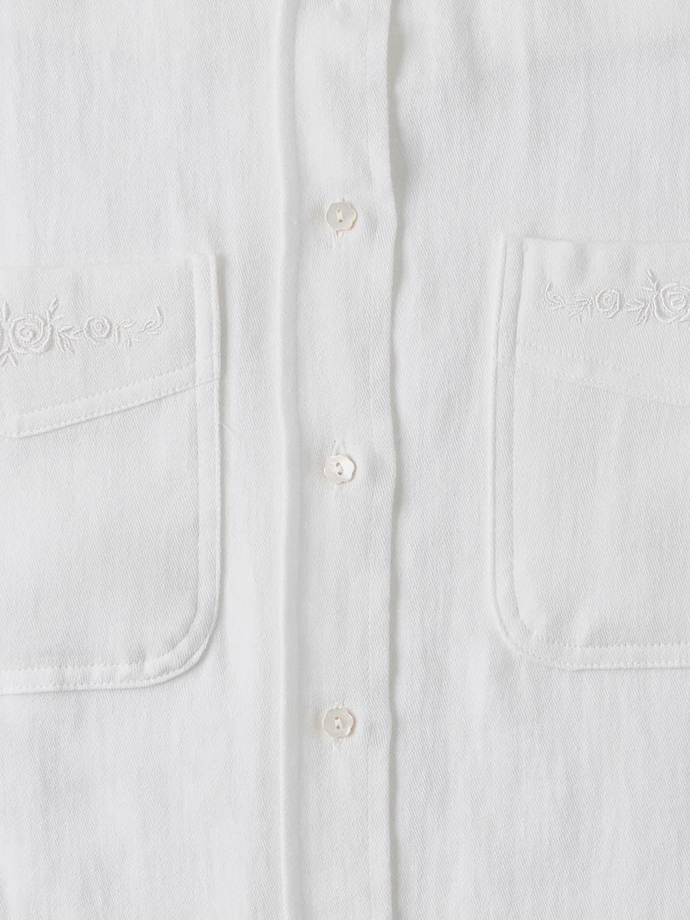 Soft Embroidery Cotton Shirt (Ivory) — vue 11