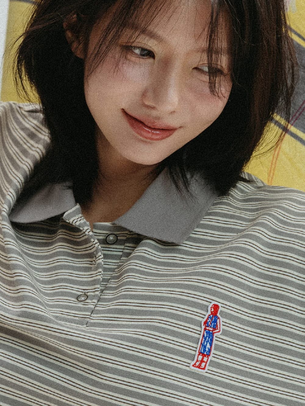 Stripe Collar Tee (Grey) — vue 4