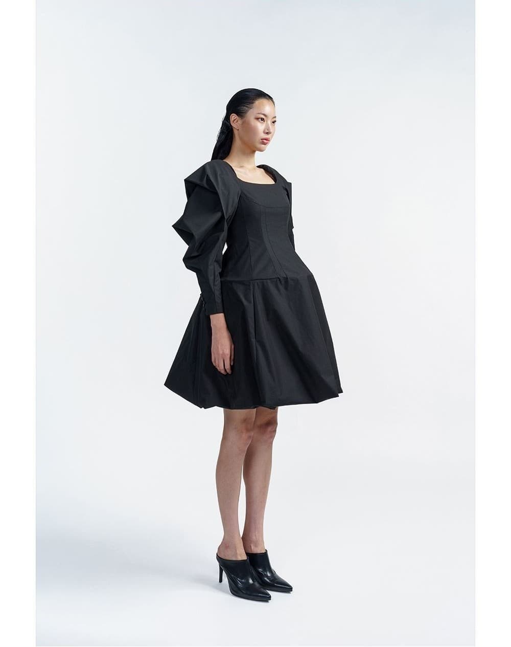 Cotton Black Mini Dress — vue 5