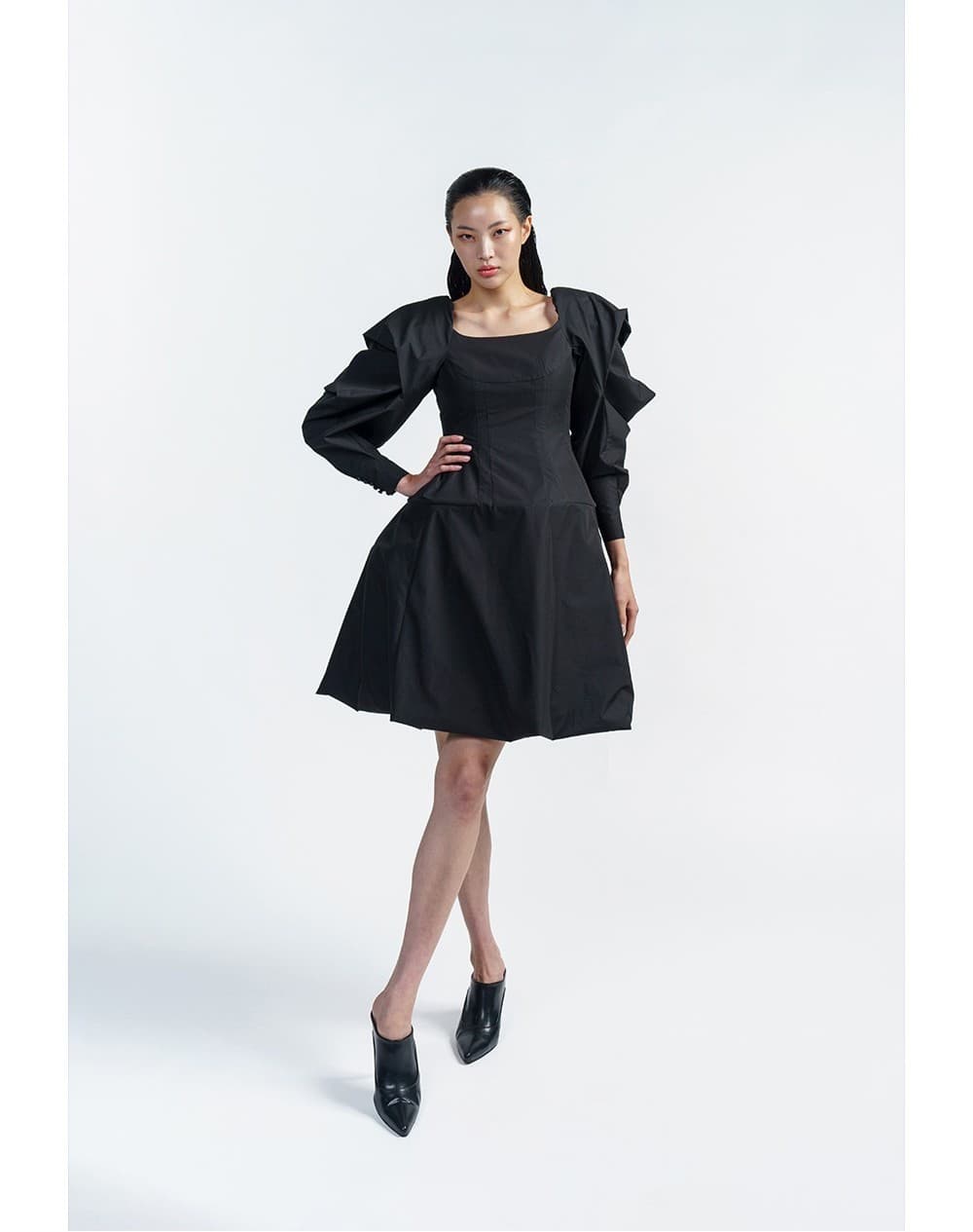 Cotton Black Mini Dress — vue 7