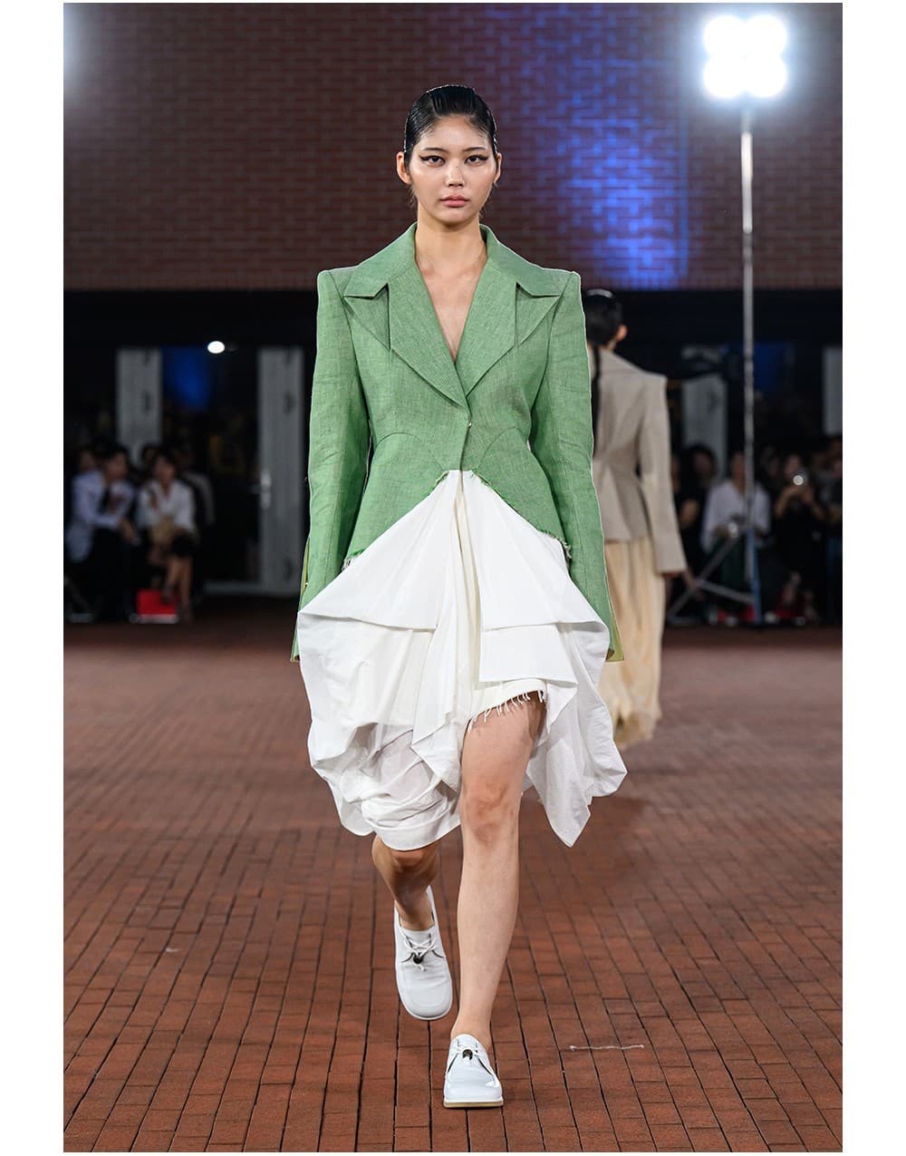 Linen Jacket & Silk Skirt One-piece Coat — vue 3