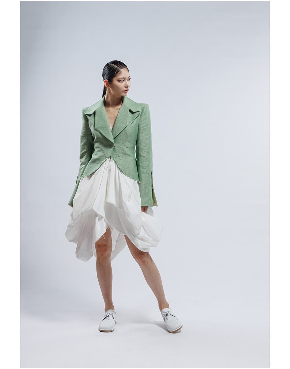 Linen Jacket & Silk Skirt One-piece Coat — vue 6